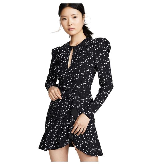 Jonathan Simkhai Star Print Wrap Dress Black size 0 NWT $465 - Picture 1 of 10